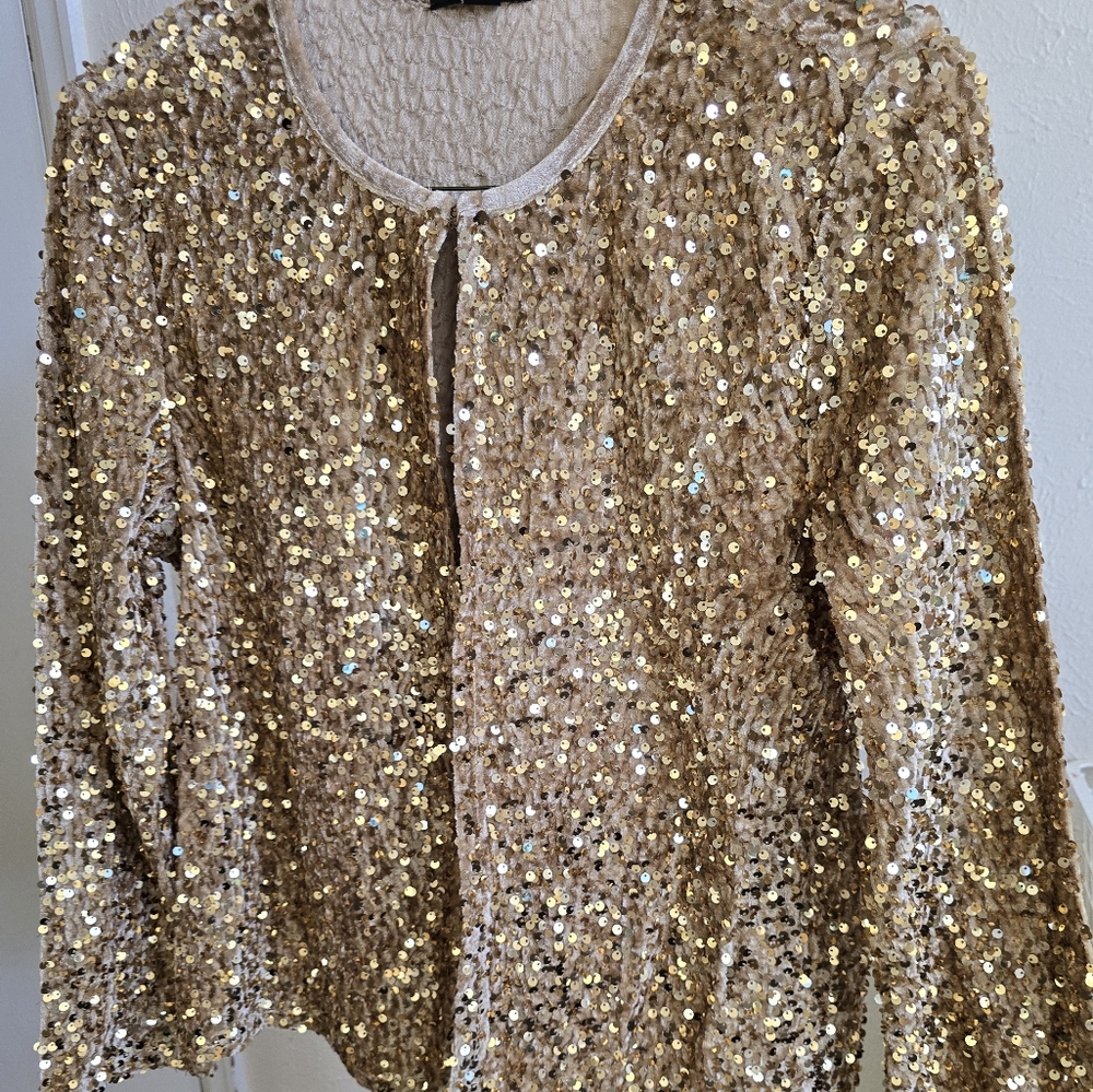 NINA LEONARDGOLD SEQUIN JACKET Gold Sequin Jacket